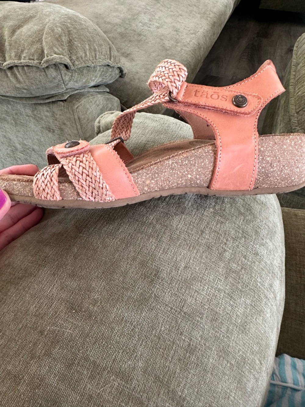 Taos Braided Strappy Sandals Womens 39 US 8.5-9 Pink Comfort Boho Leather - Picture 13 of 13